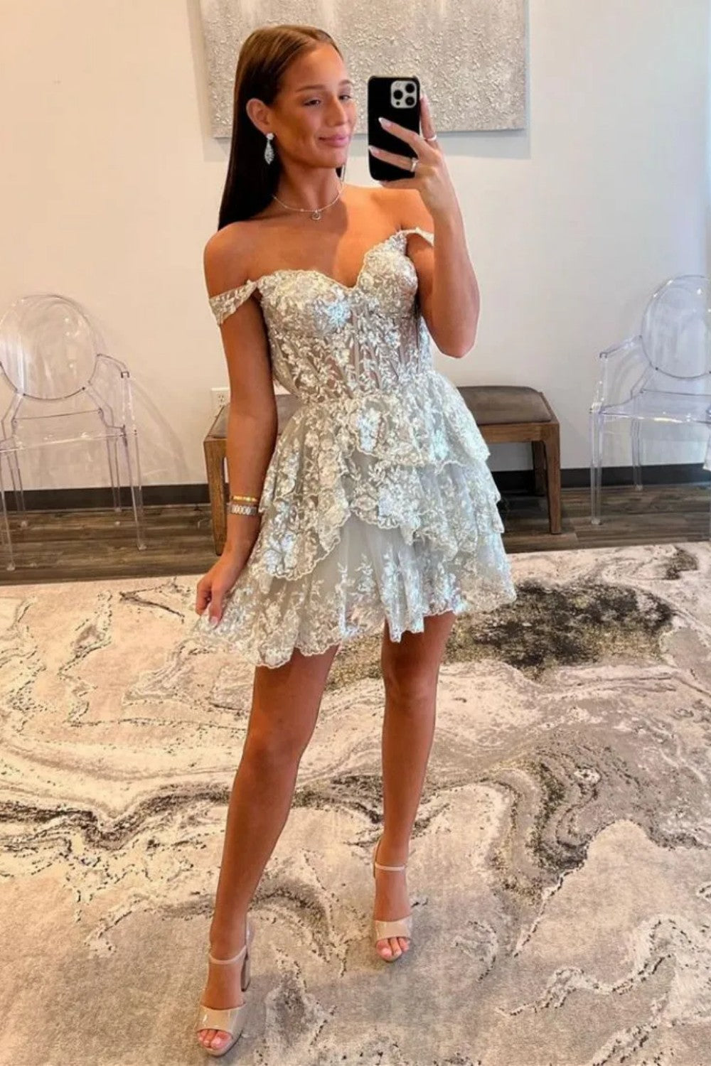sparkly corset homecoming dress Adora 1056 Homecoming Short Glitter Corset Prom Dress