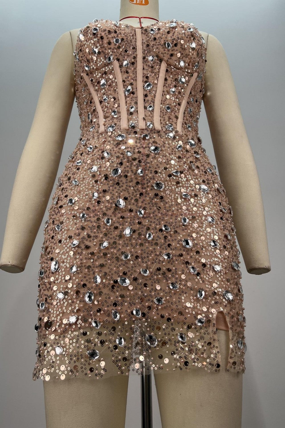 Stunning Strapless Rhinestone Corset Bodycon Homecoming Dress