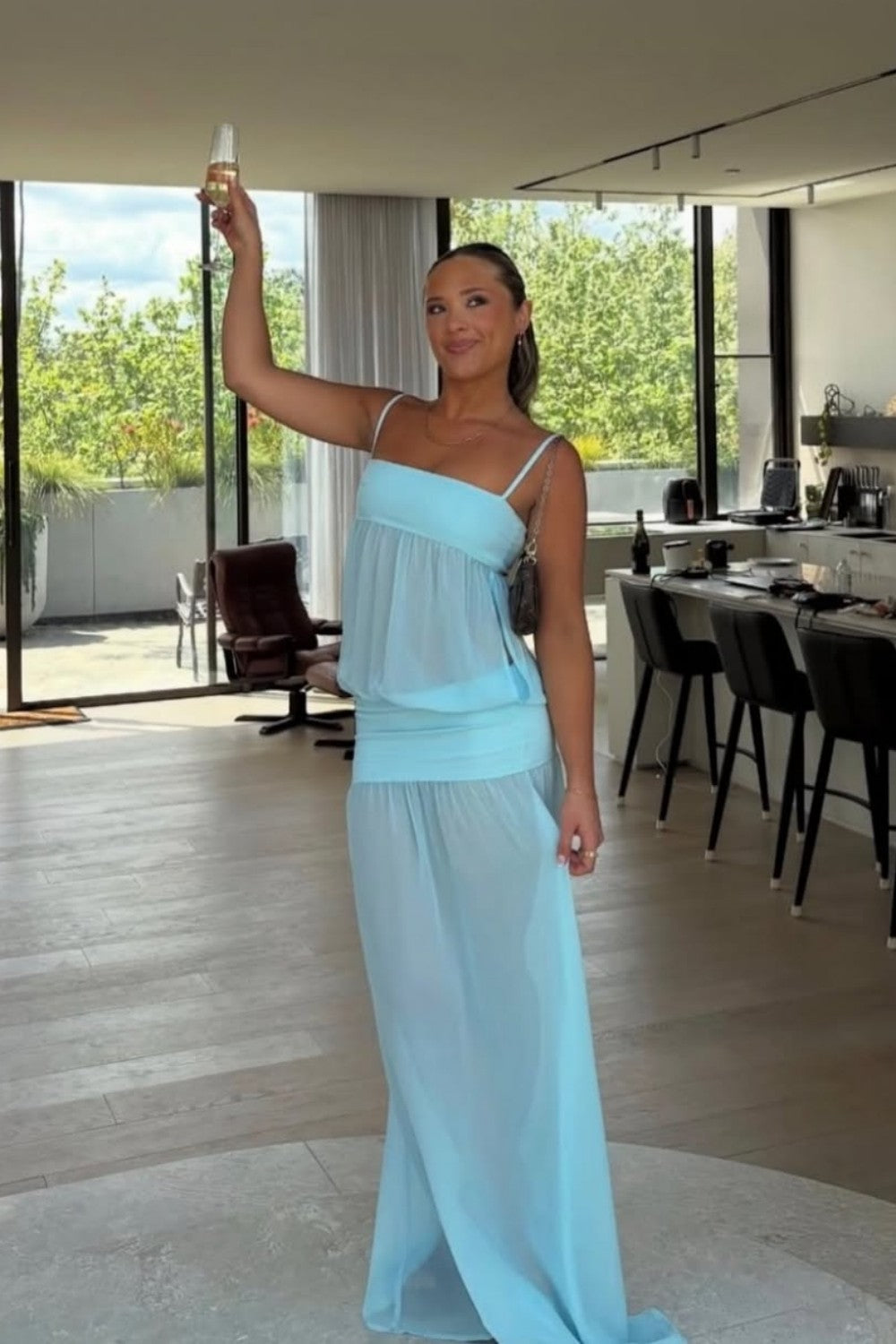 Furlla Women Stylish Mint Green Sheer Spaghetti Straps Chiffon Long Prom Dress Furlla Official Furlla Women Stylish Mint Green Sheer Spaghetti Straps Chiffon Long Prom Dress Furlla Official