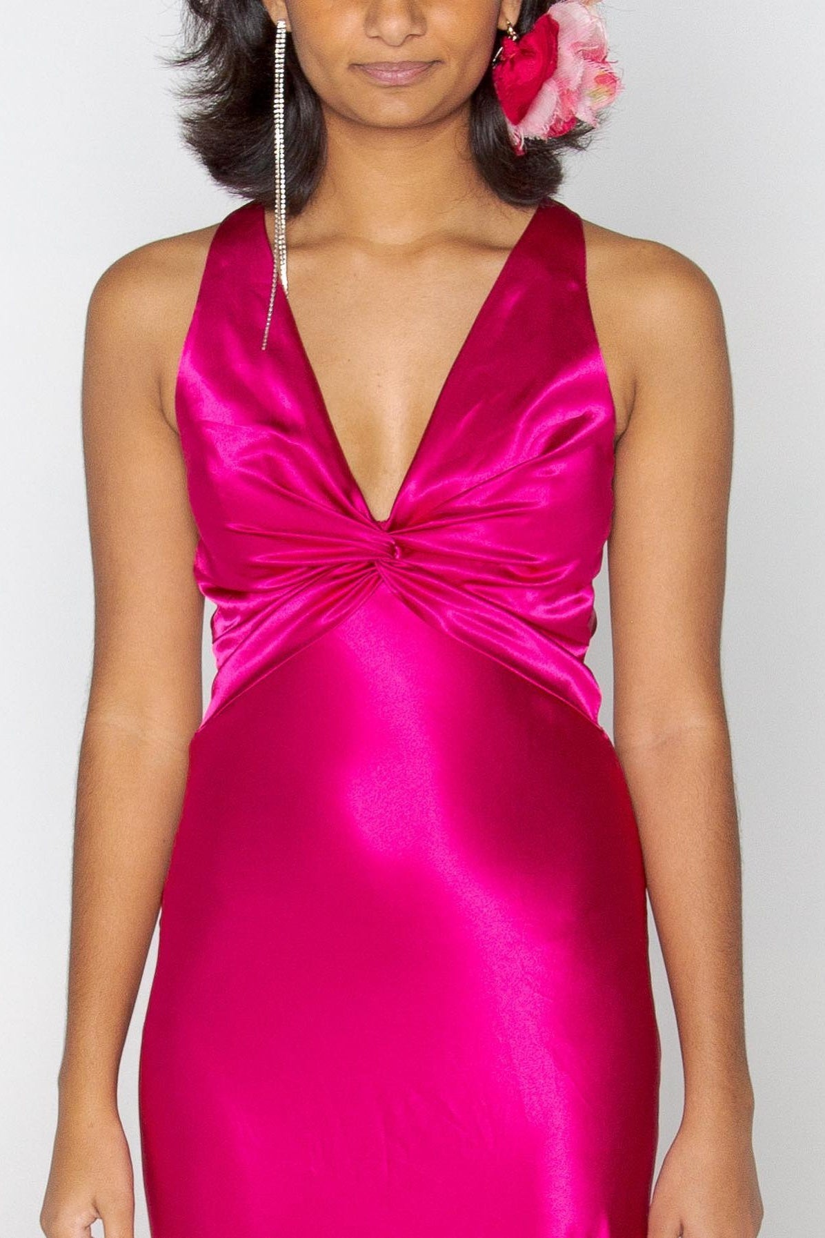 Stylish Sheath V Neck Green Long Party Dress with Open Back Bowknot
