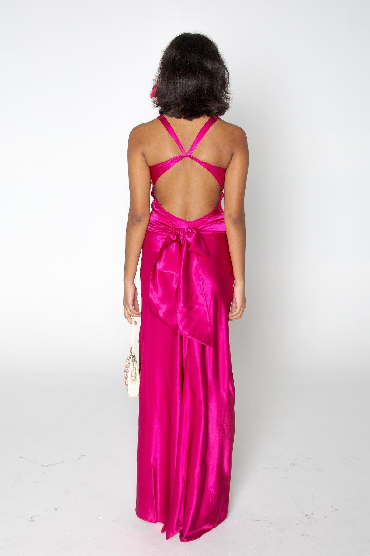 Stylish Sheath V Neck Green Long Party Dress with Open Back Bowknot