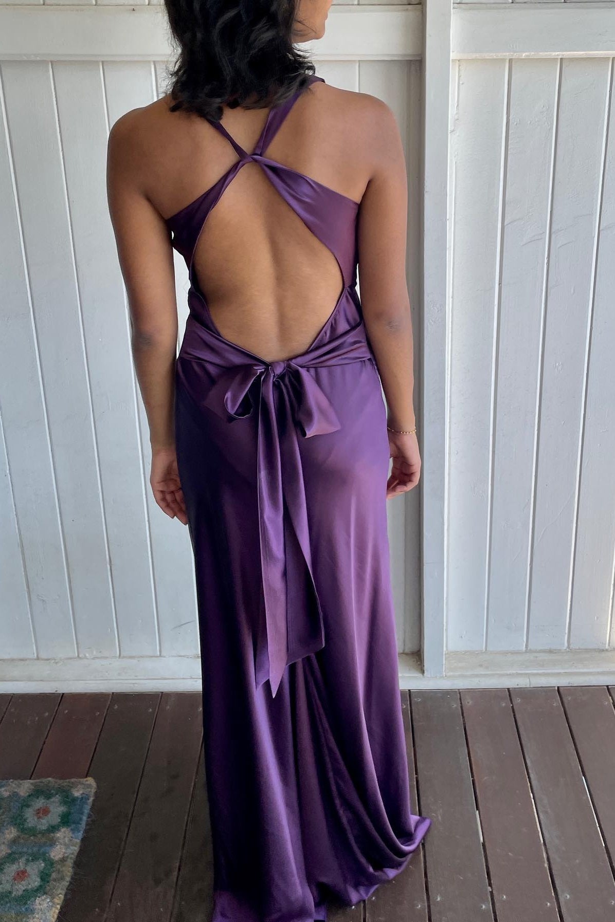Stylish Sheath V Neck Green Long Party Dress with Open Back Bowknot