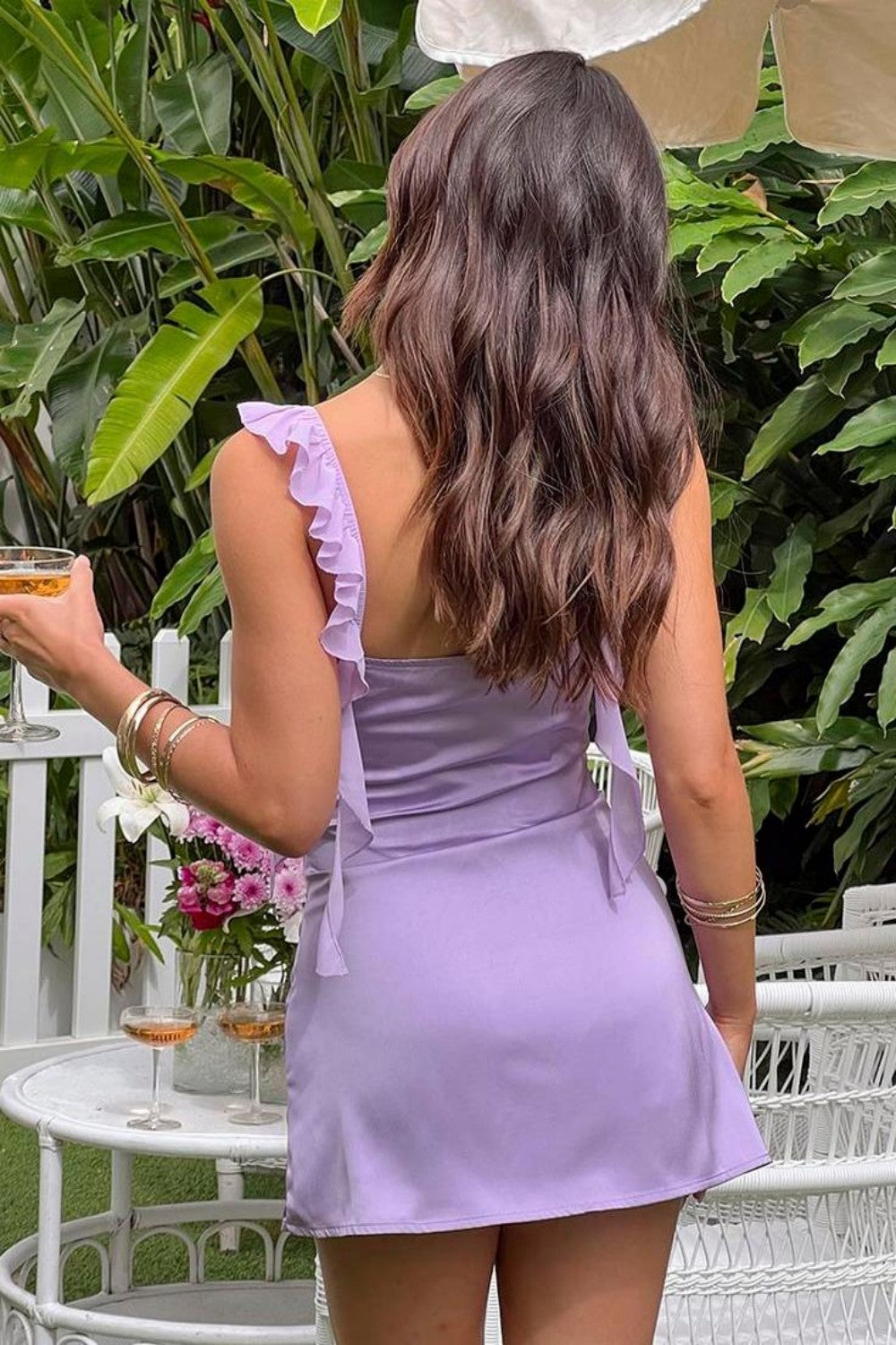 Spaghetti Strap Homecoming Dress with Ruffle Accents