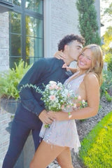 Trendy A Line Halter Neck Light Grey Short Homecoming Dress with Sequins